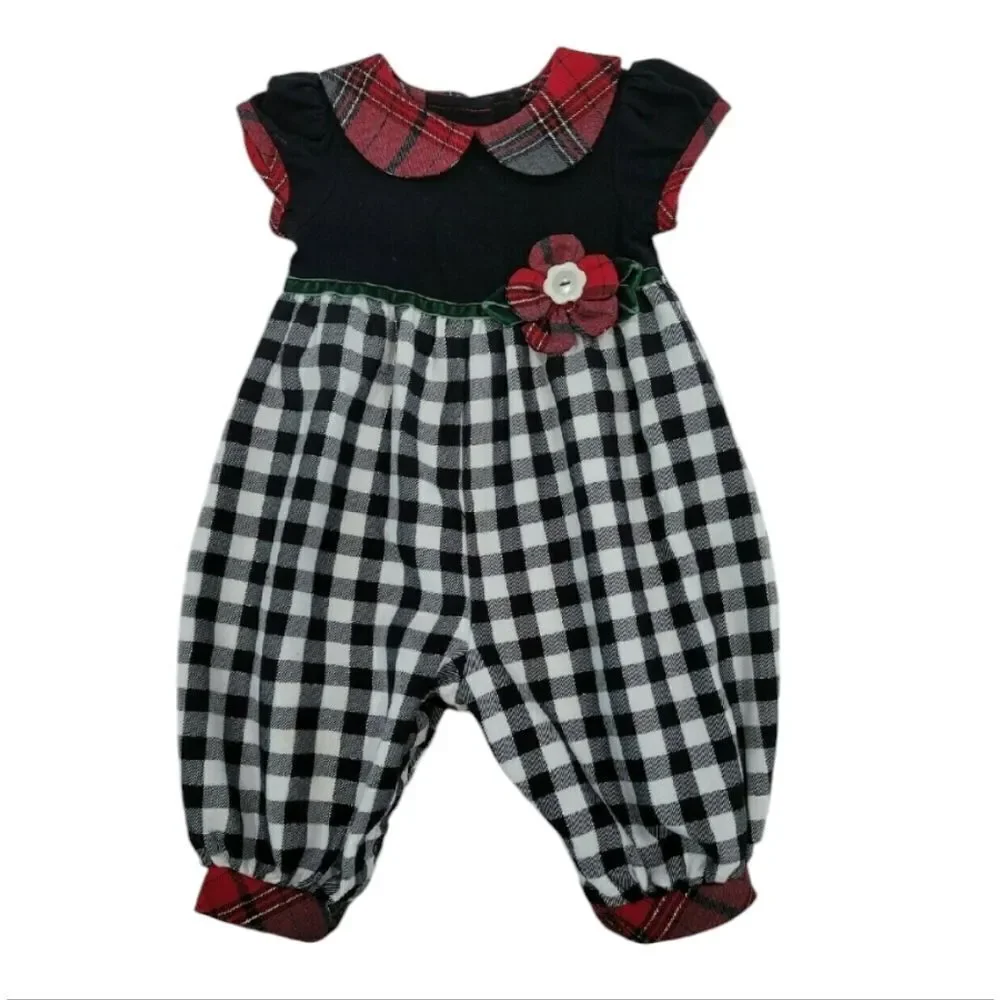 Holiday plaid romper
